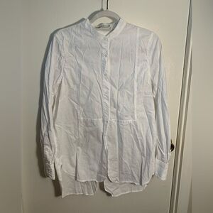 OST EUC white button down textured collarless tunic Size medium